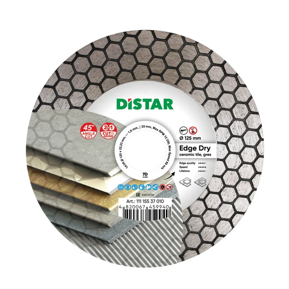 Tarcza diamentowa Distar 1A1R 125 Edge Dry | Precyzyjne cięcie gresu i ceramiki